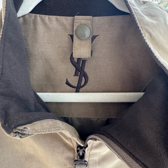 Yves Saint Laurent Vintage Windbreaker Jacket Khaki Logo Size XL - Picture 5 of 7
